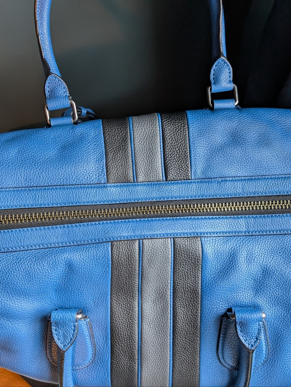 Coach Varsity Stripe Explorer Bag In Pebbled Leather -Blue - Picture 4 of 15